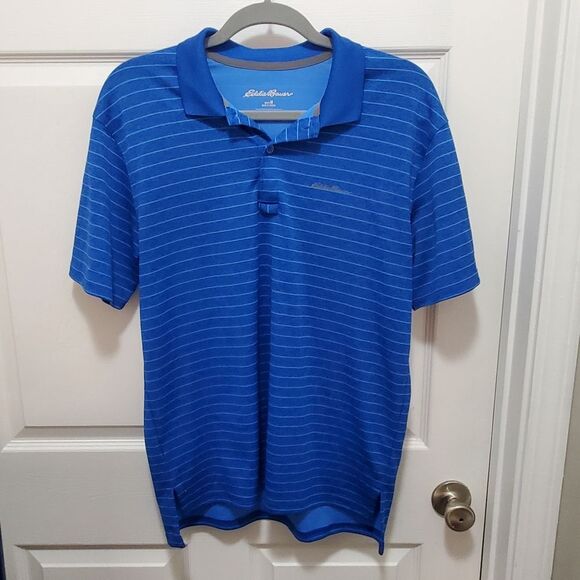 Eddie Bauer Men's Blue Striped Polo Shirt - Picture 1 of 6